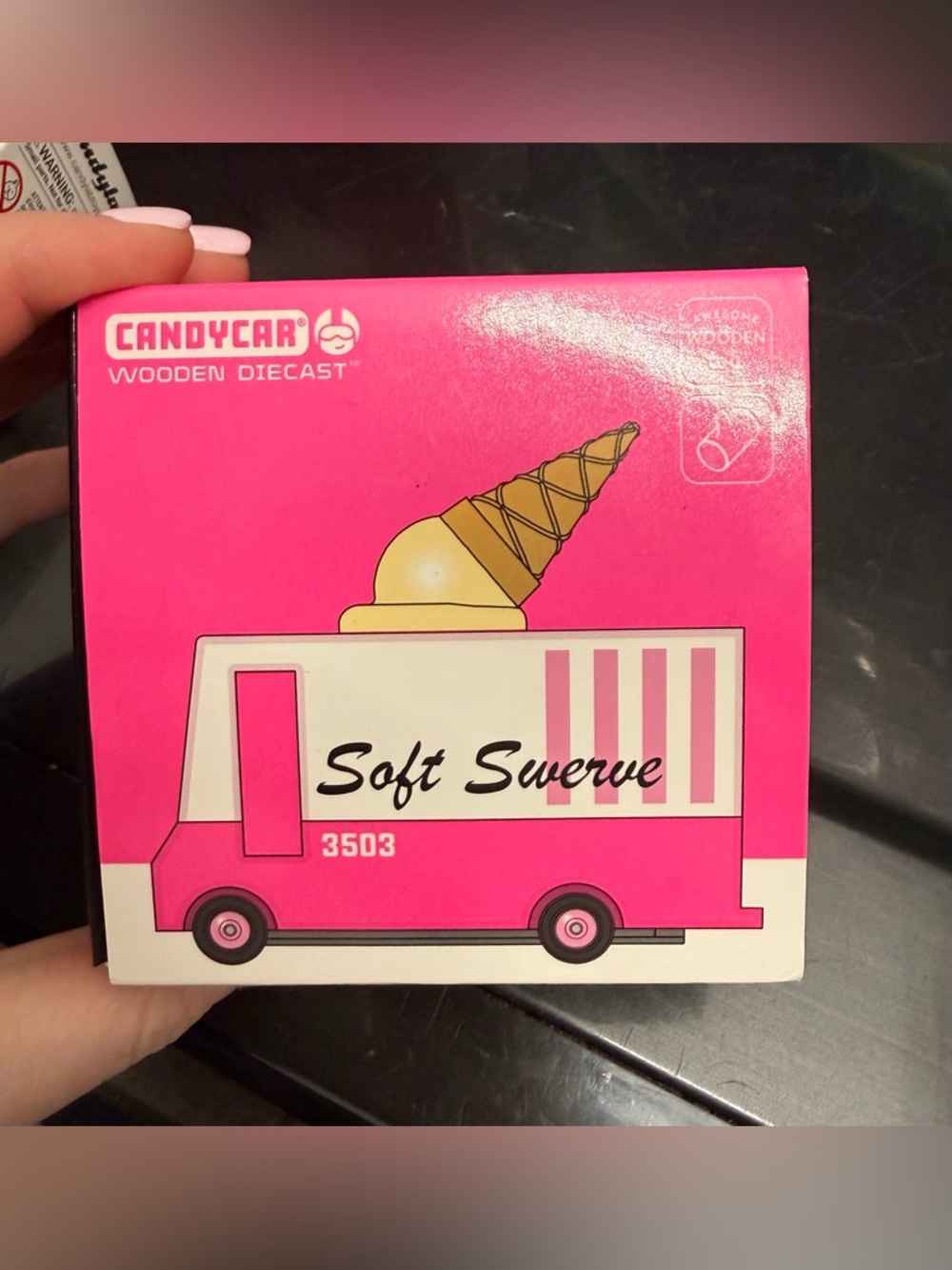 Pink Soft Swerve Wooden Diecast Toy Truck. New.